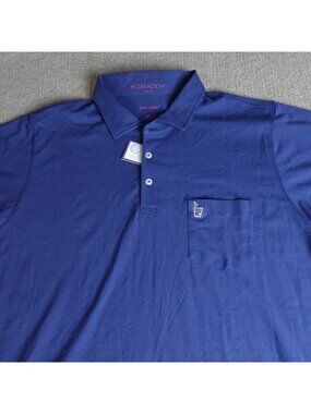 B Draddy Polo Shirt XL Blue Solid Liam Embroidered 19th Hole Pima NEW